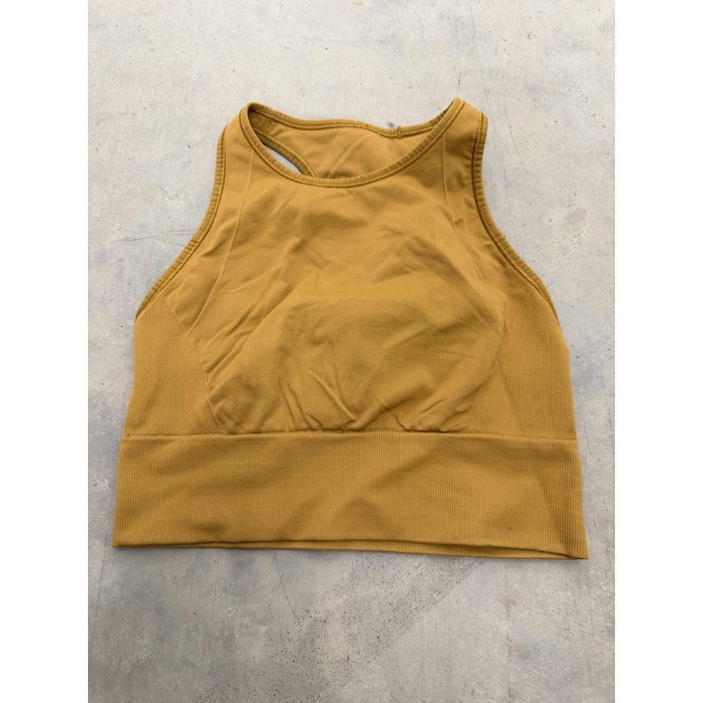 Lululemon Ebb to Train Sports Bra Women's Size 6 Gold Yellow High Neck Racerback